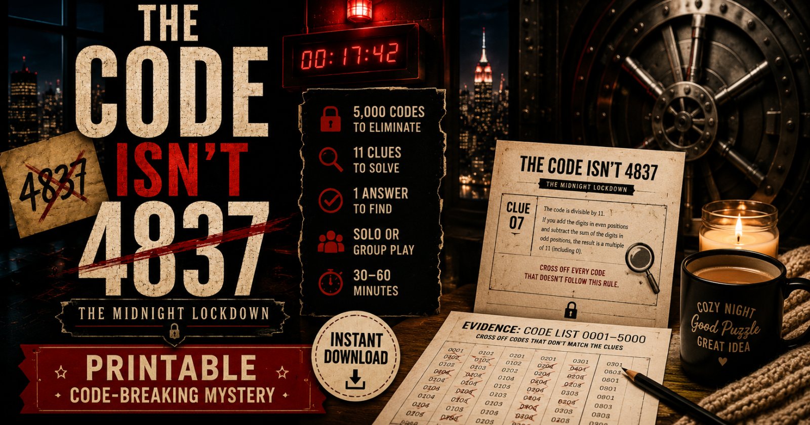 Cozy Saturday Night at Home: Printable Elimination Puzzle for Logic Puzzle Lovers